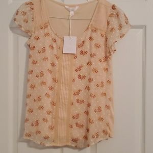 Lauren Conrad cute blouse floral tee, XS, No Tag